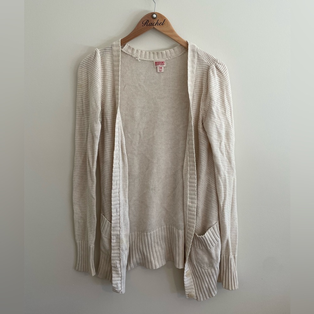 Cream Long Sleeved Women’s Cardigan with Pockets M